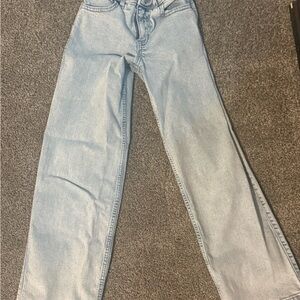 abercrombie kids Light Wash wide-Leg Jeans - 7/8 LONG